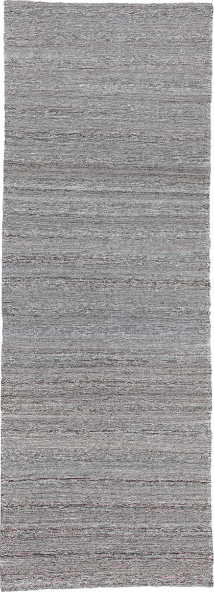 3' x 9' one-of-a-kind handmade vintage Kilim runner rug. Color palette: black, dark gray, dim gray, gainsboro, gray