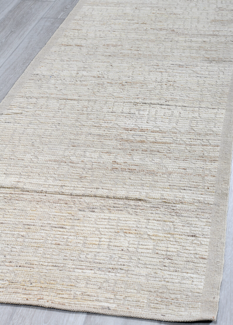 3' x 12' one-of-a-kind handmade vintage Tulu runner rug. Color palette: black, dark gray, gainsboro, gray, light blue