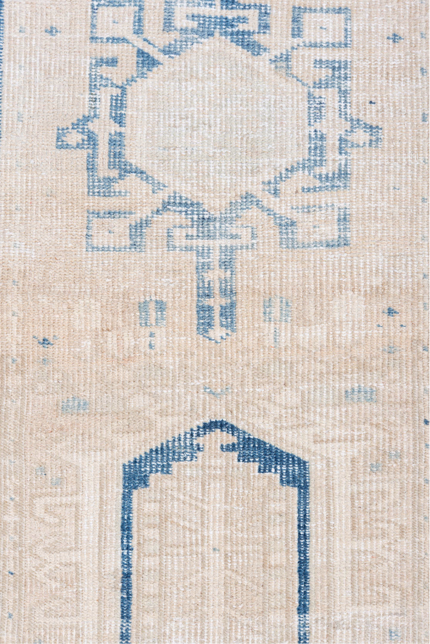 2' x 7' one-of-a-kind handmade vintage Heriz runner rug. Color palette: blue, dark gray, gainsboro, gray, light blue