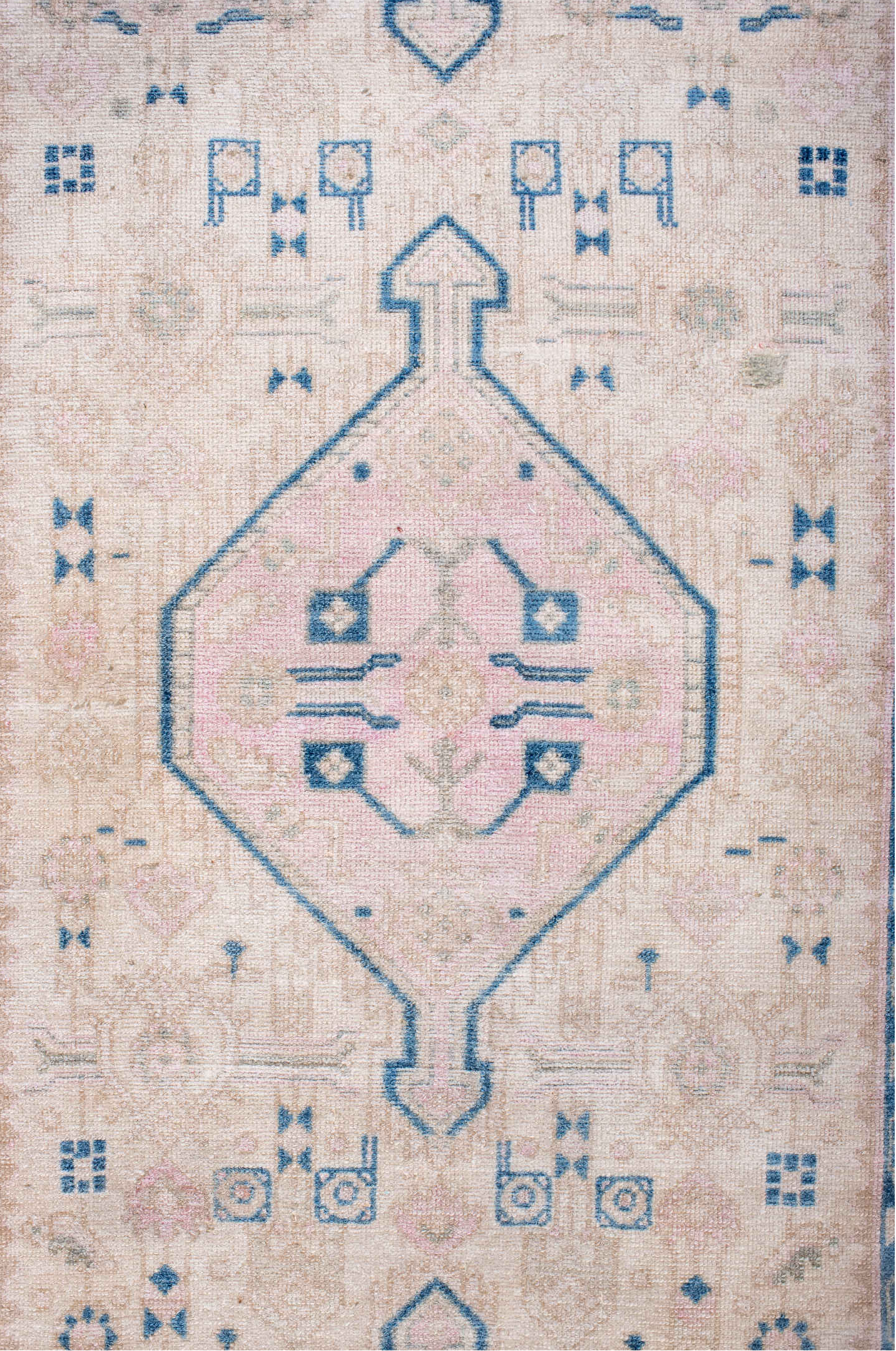 2' x 9' one-of-a-kind handmade vintage Hamadan runner rug. Color palette: blue, gray, light blue, light gray, off-white