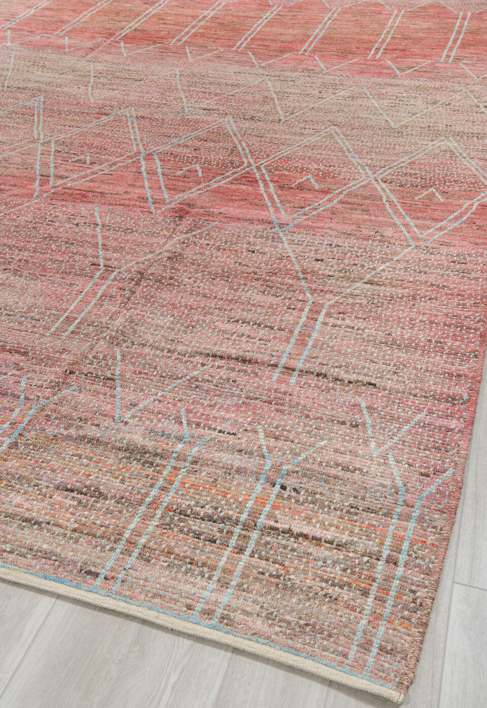 10' x 13' one-of-a-kind handmade vintage Tulu large size rug. Color palette: blue, brown, gray, light gray, light slate gray