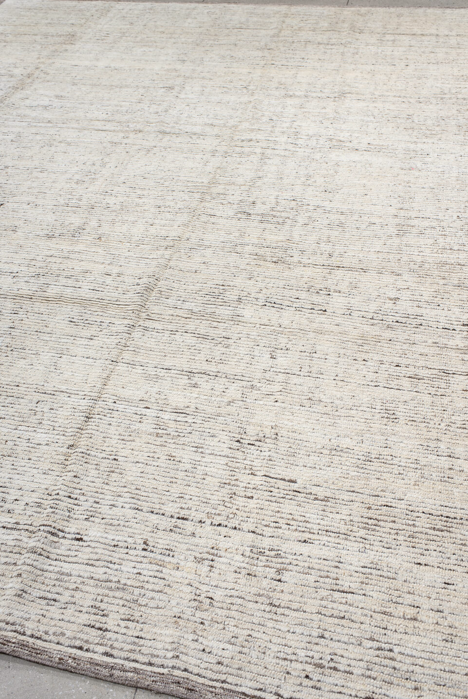 10' x 13' one-of-a-kind handmade vintage Tulu large size rug. Color palette: gray, off-white, light gray, pink, dark gray