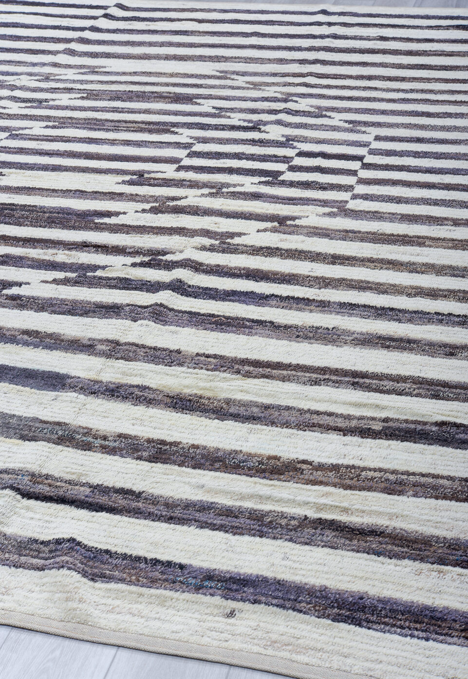 10' x 13' one-of-a-kind handmade vintage Tulu large size rug. Color palette: blue, dark gray, gainsboro, gray, light blue