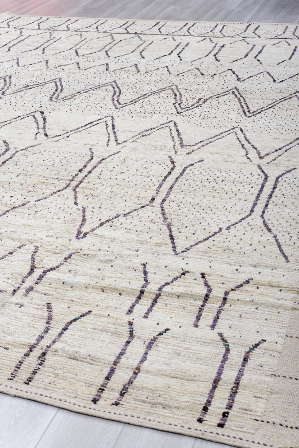 10' x 13' one-of-a-kind handmade vintage Tulu large size rug. Color palette: dark gray, gainsboro, gray, light gray