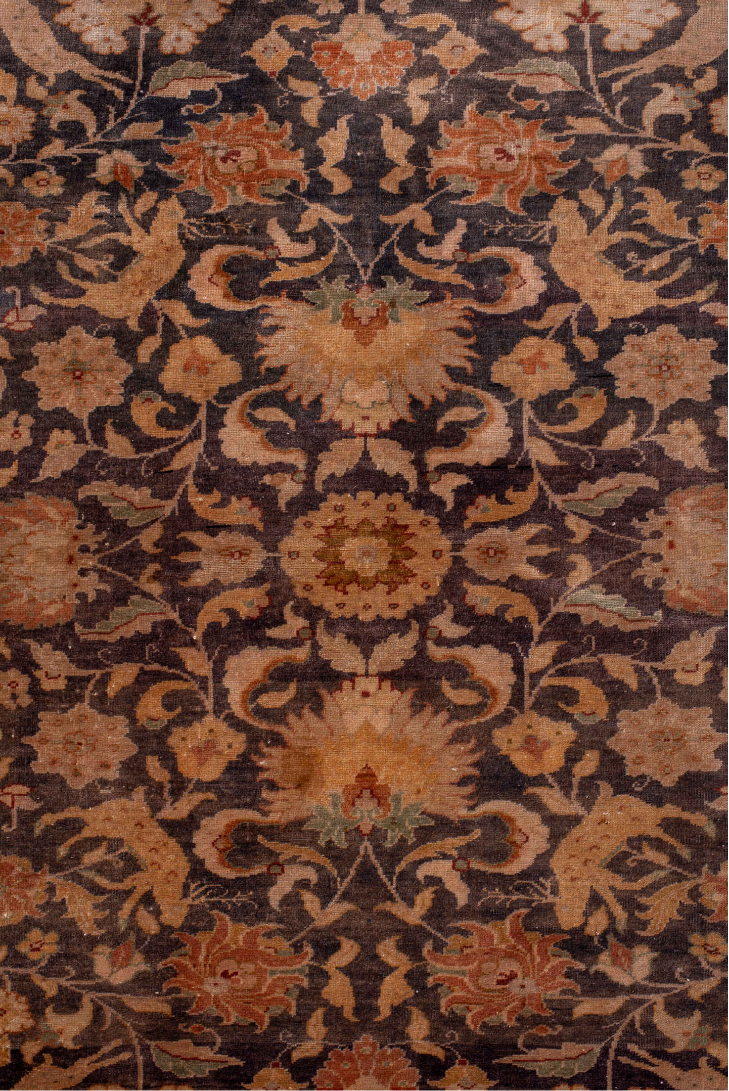 4' x 6' one-of-a-kind handmade vintage Kaisary small size rug. Color palette: gray, pink, brown, off-white, orange, black