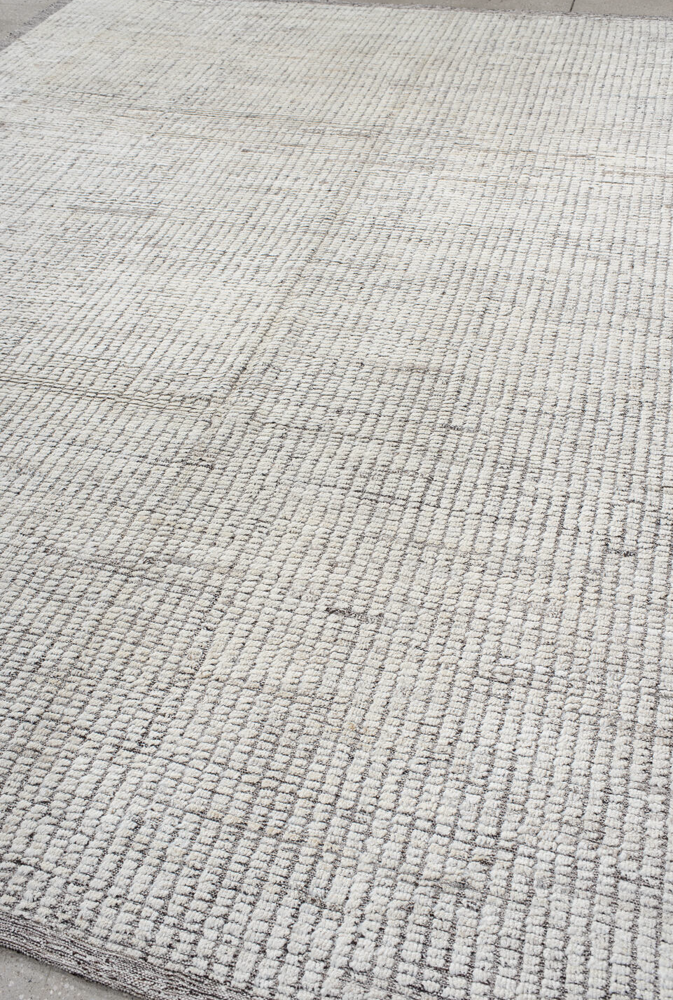 9' x 11' one-of-a-kind handmade vintage Tulu large size rug. Color palette: dark gray, dim gray, floral white, gainsboro