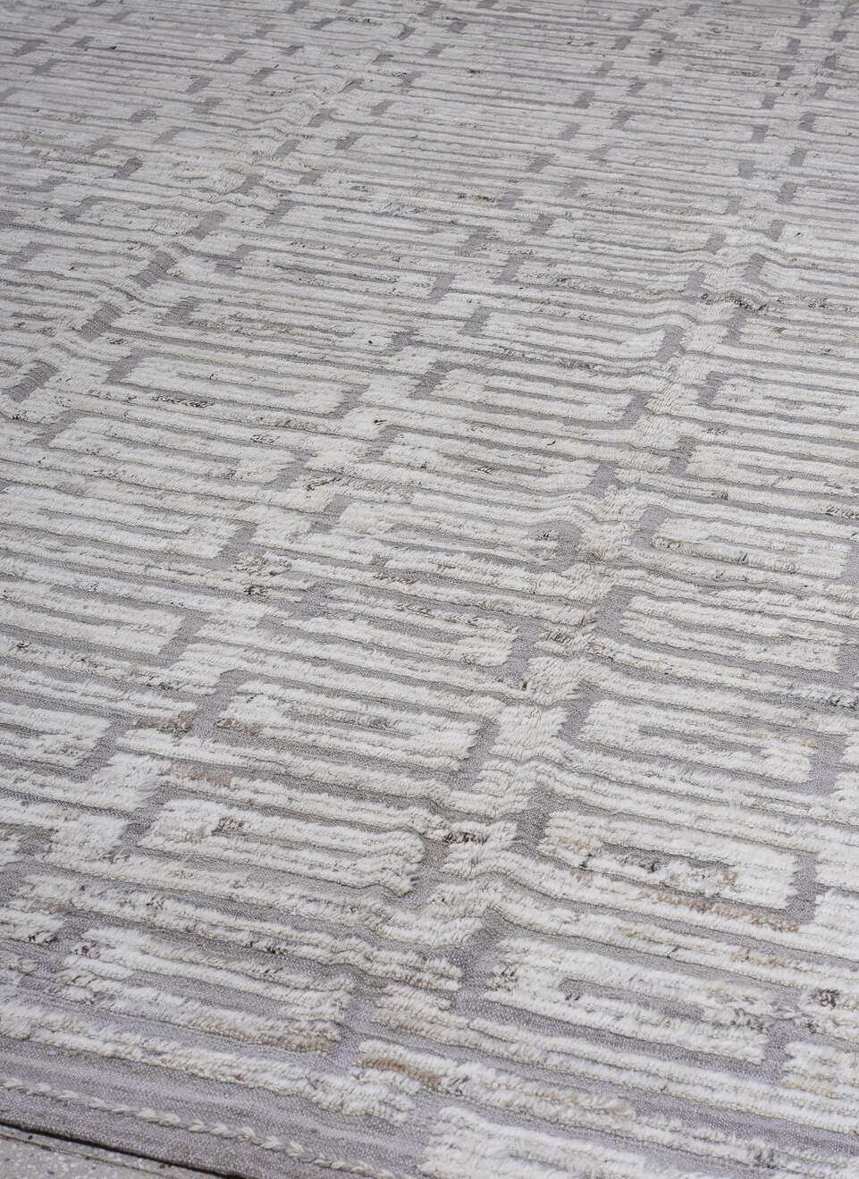 12' x 15' one-of-a-kind handmade vintage Tulu oversize rug. Color palette: blue, dark gray, dim gray, gainsboro, gray