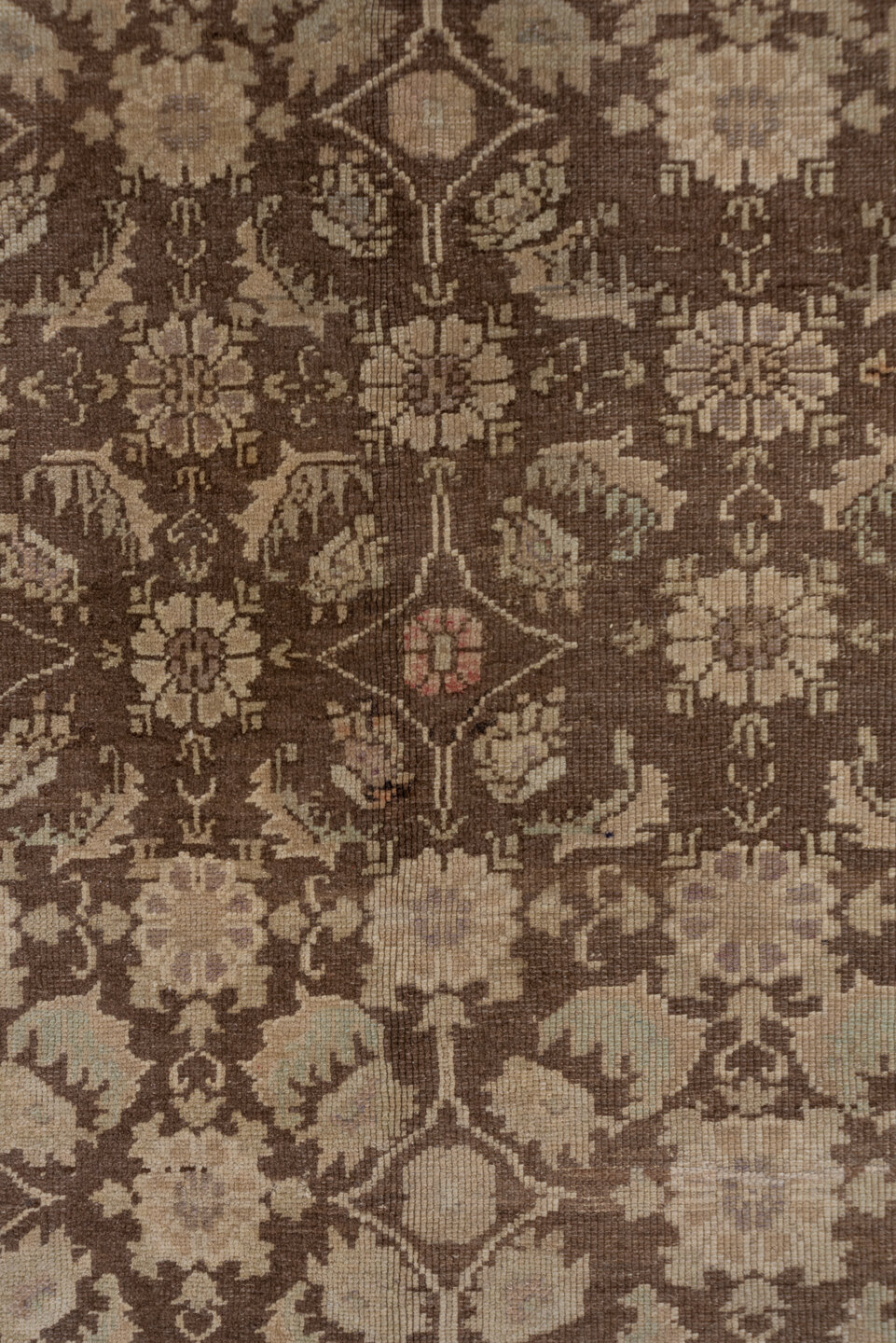 4' x 10' one-of-a-kind handmade vintage Oushak runner rug. Color palette: brown, gray, light gray