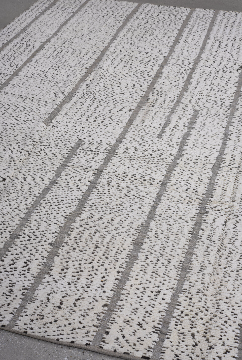 7' x 9' one-of-a-kind handmade vintage Tulu rug. Color palette: black, blue, charcoal, dark gray, dim gray, ghost white