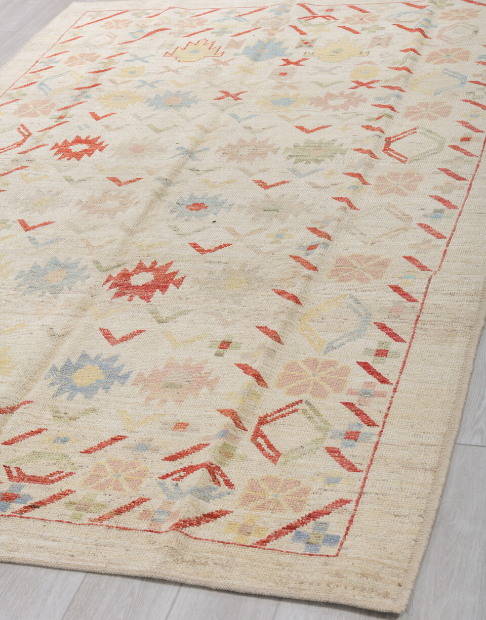 6' x 9' one-of-a-kind handmade vintage Tulu medium size rug. Color palette: brown, dark gray, dim gray, gainsboro, gray