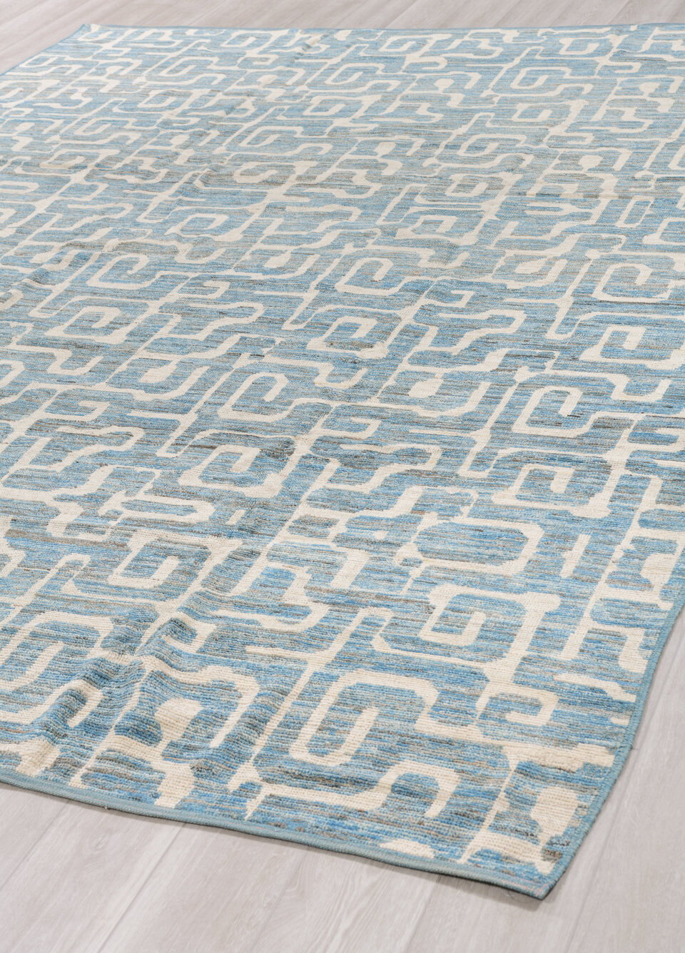 9' x 11' one-of-a-kind handmade vintage Tulu large size rug. Color palette: black, blue, brown, charcoal, dim gray