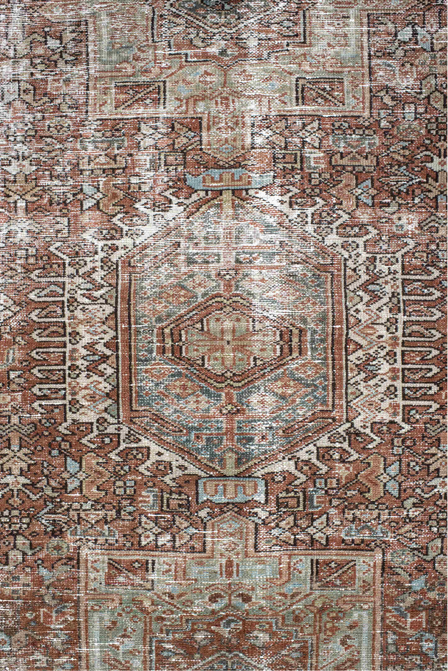 4' x 5' one-of-a-kind handmade vintage Karaje small size rug. Color palette: black, brown, charcoal, dark gray, gainsboro