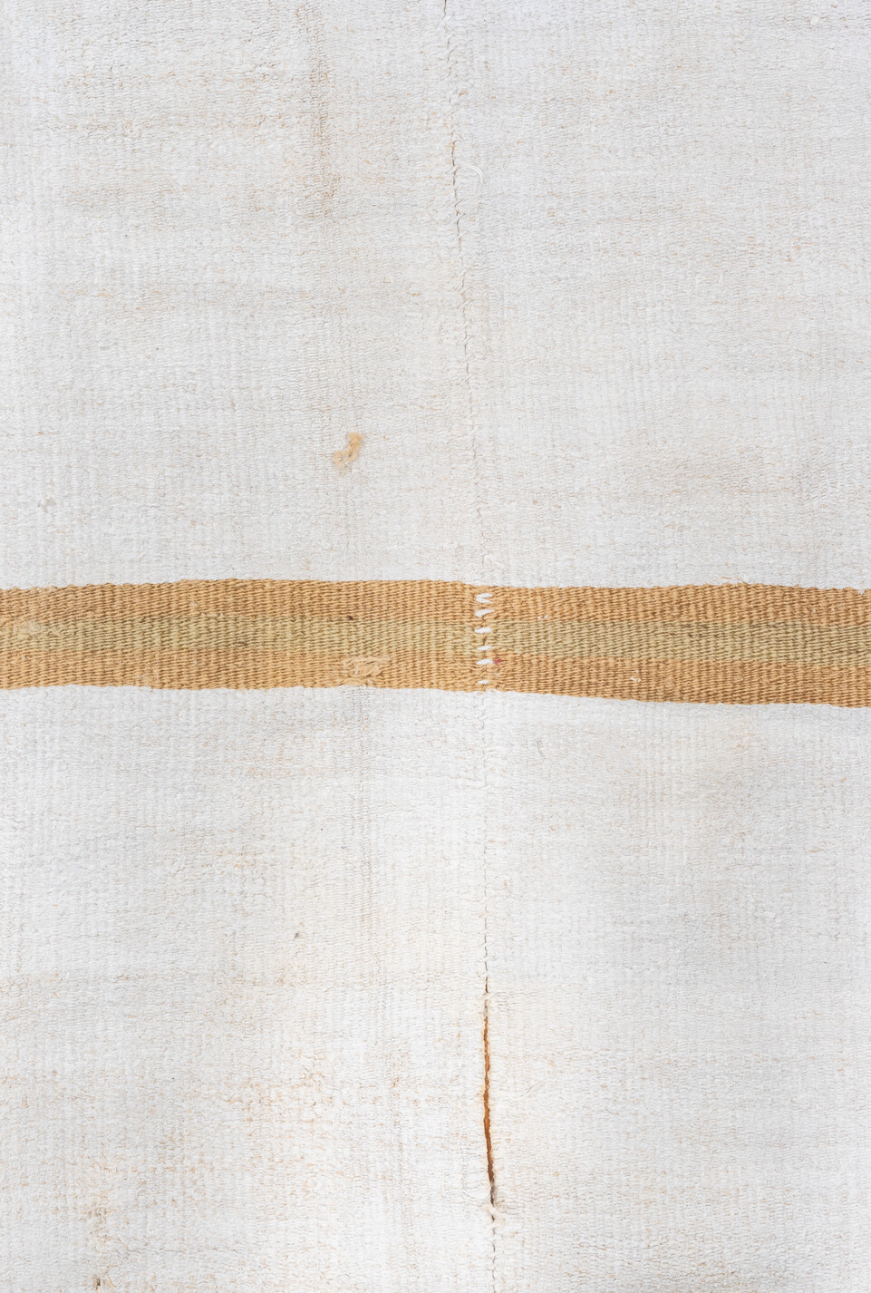 6' x 15' one-of-a-kind handmade vintage Hemp Kilim rug. Color palette: alice blue, azure, brown, gainsboro, ghost white