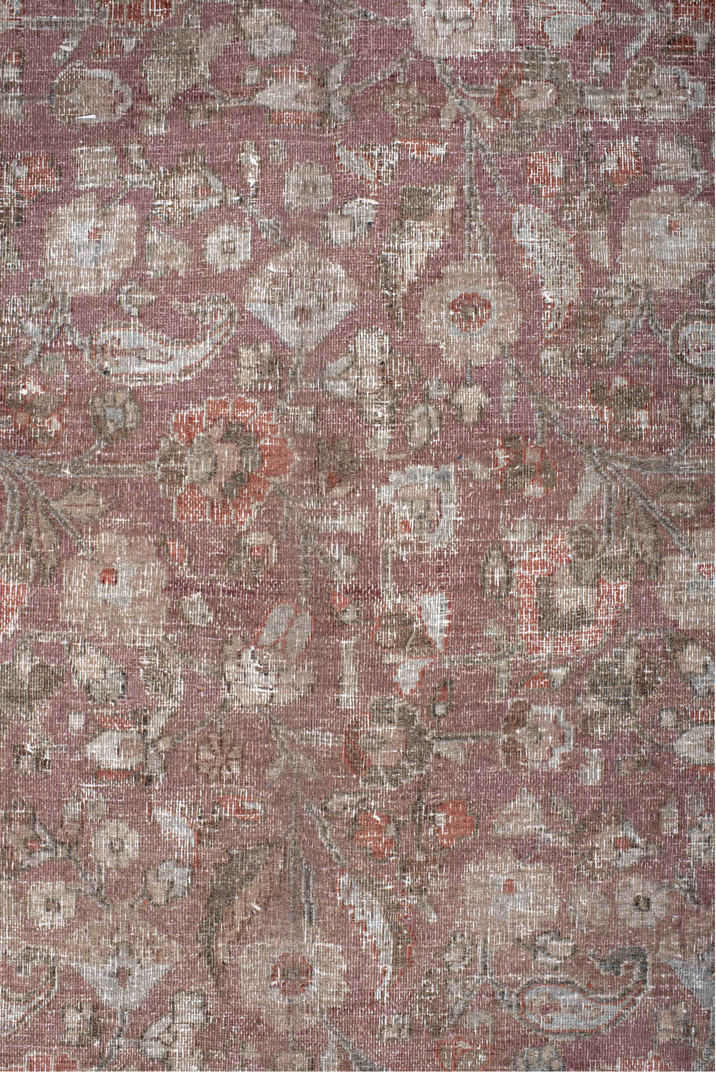 10' x 13' one-of-a-kind handmade vintage Khorassan large size rug. Color palette: gray, light gray, pink, brown, off-white