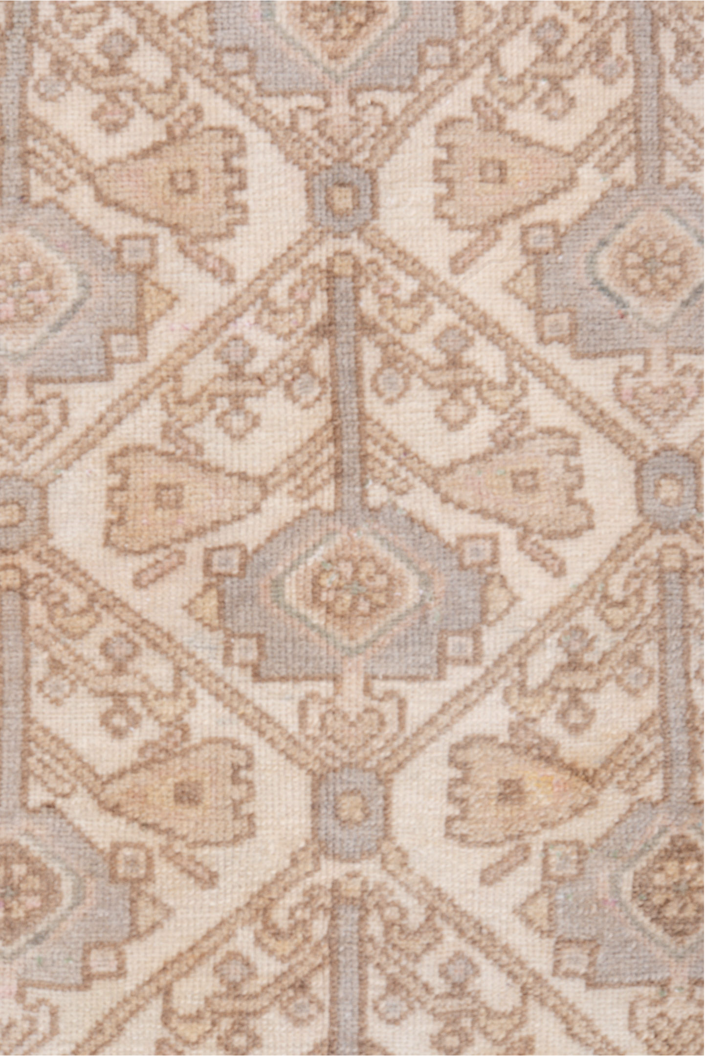 3' x 6' one-of-a-kind handmade vintage Malayer runner rug. Color palette: antiquewhite, gray, light gray, linen, off-white