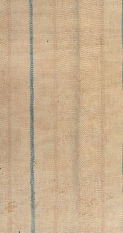 13' x 17' one-of-a-kind handmade vintage Dhurrie oversize rug. Color palette: brown, off-white, orange, gray, yellow, pink