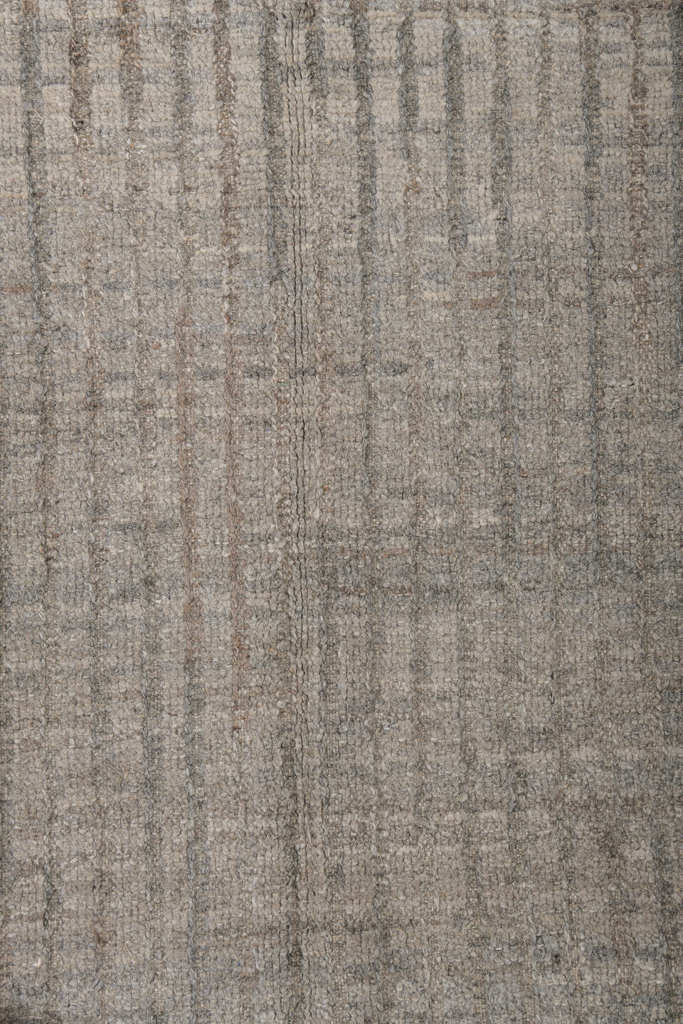 2' x 9' one-of-a-kind handmade vintage Tulu runner rug. Color palette: gray, light gray, off-white, silver