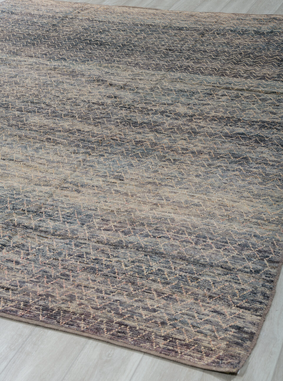 8' x 10' one-of-a-kind handmade vintage Tulu large size rug. Color palette: black, blue, brown, charcoal, dark gray