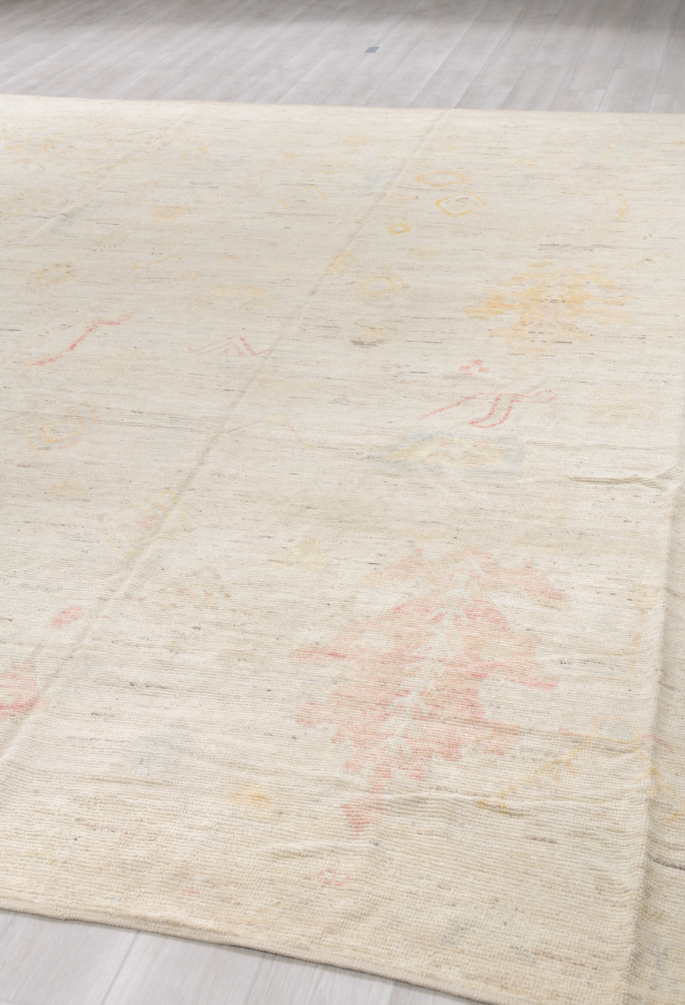 10' x 13' one-of-a-kind handmade vintage Tulu large size rug. Color palette: brown, gainsboro, gray, light gray, off-white