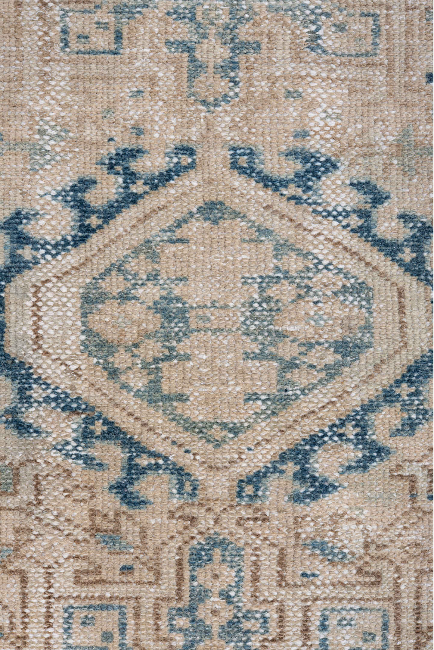 2' x 10' one-of-a-kind handmade vintage Karaje runner rug. Color palette: black, blue, dark gray, dim gray, gray, light gray