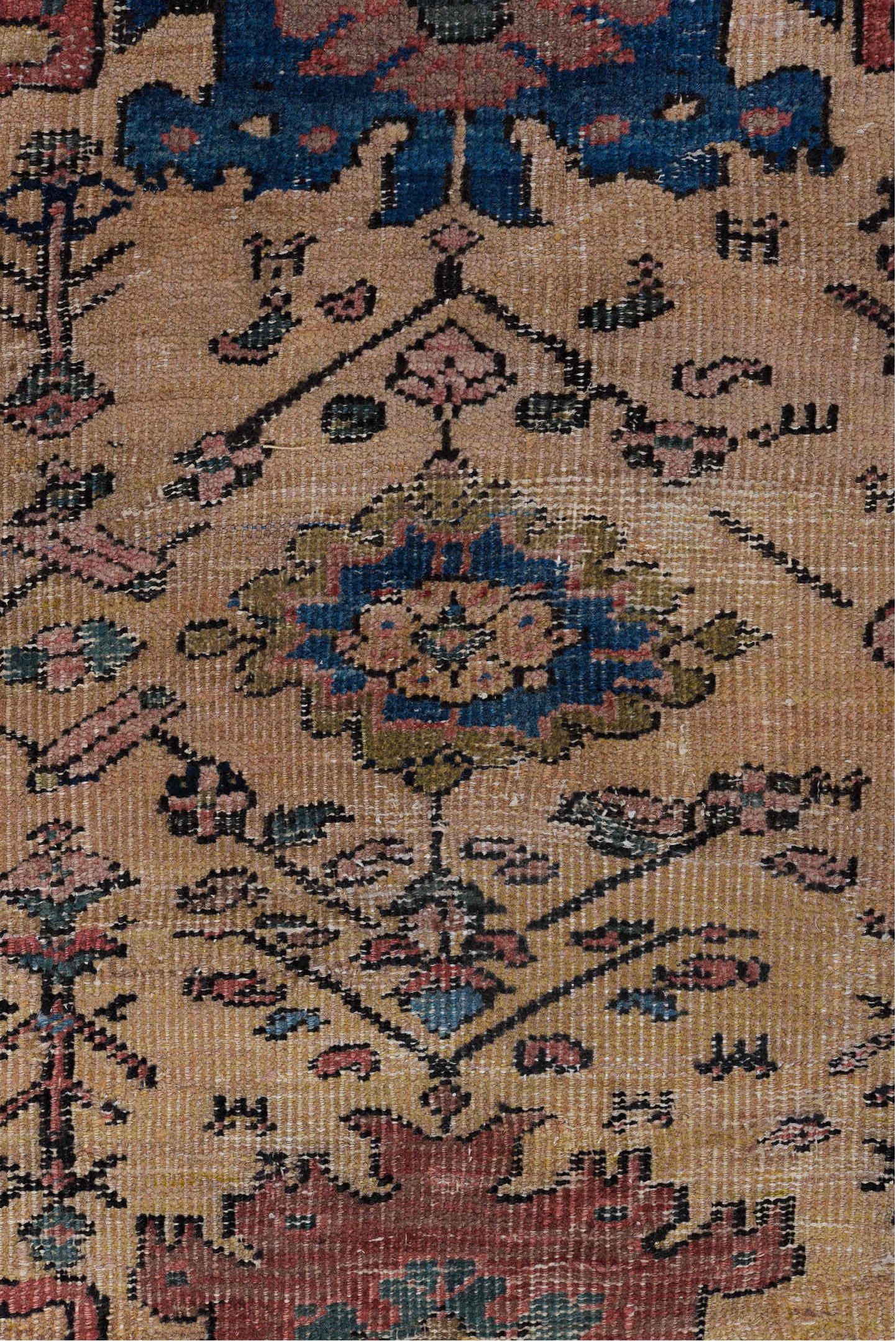 10' x 11' one-of-a-kind handmade vintage Mahal large size rug. Color palette: blue, gray, light gray, off-white, black, pink