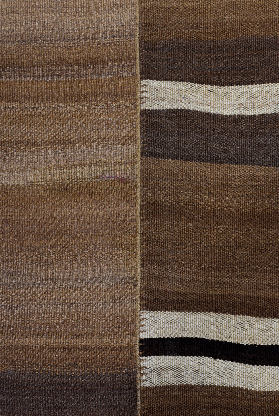 8' x 11' one-of-a-kind handmade vintage Kilim large size rug. Color palette: black, brown, gainsboro, gray, light gray