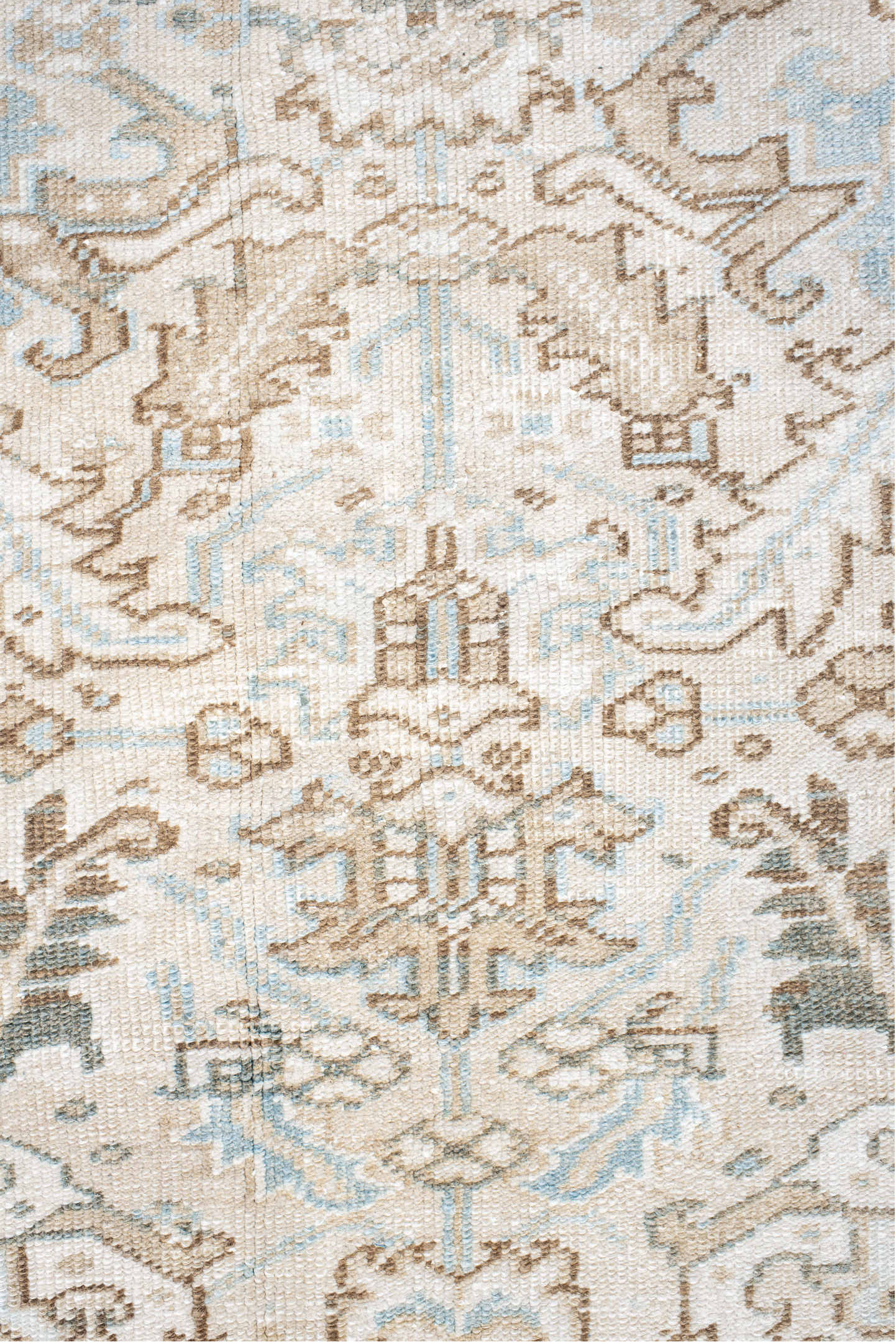 7' x 8' one-of-a-kind handmade vintage Heriz rug. Color palette: beige, brown, dim gray, gainsboro, gray, light gray