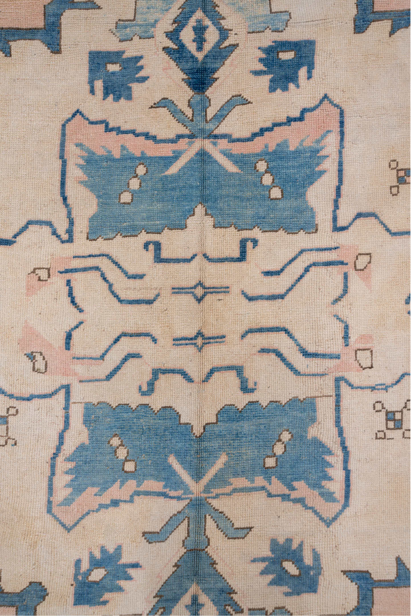 10' x 12' one-of-a-kind handmade vintage Oushak large size rug. Color palette: arapawa, blue, fiord, gray, light gray