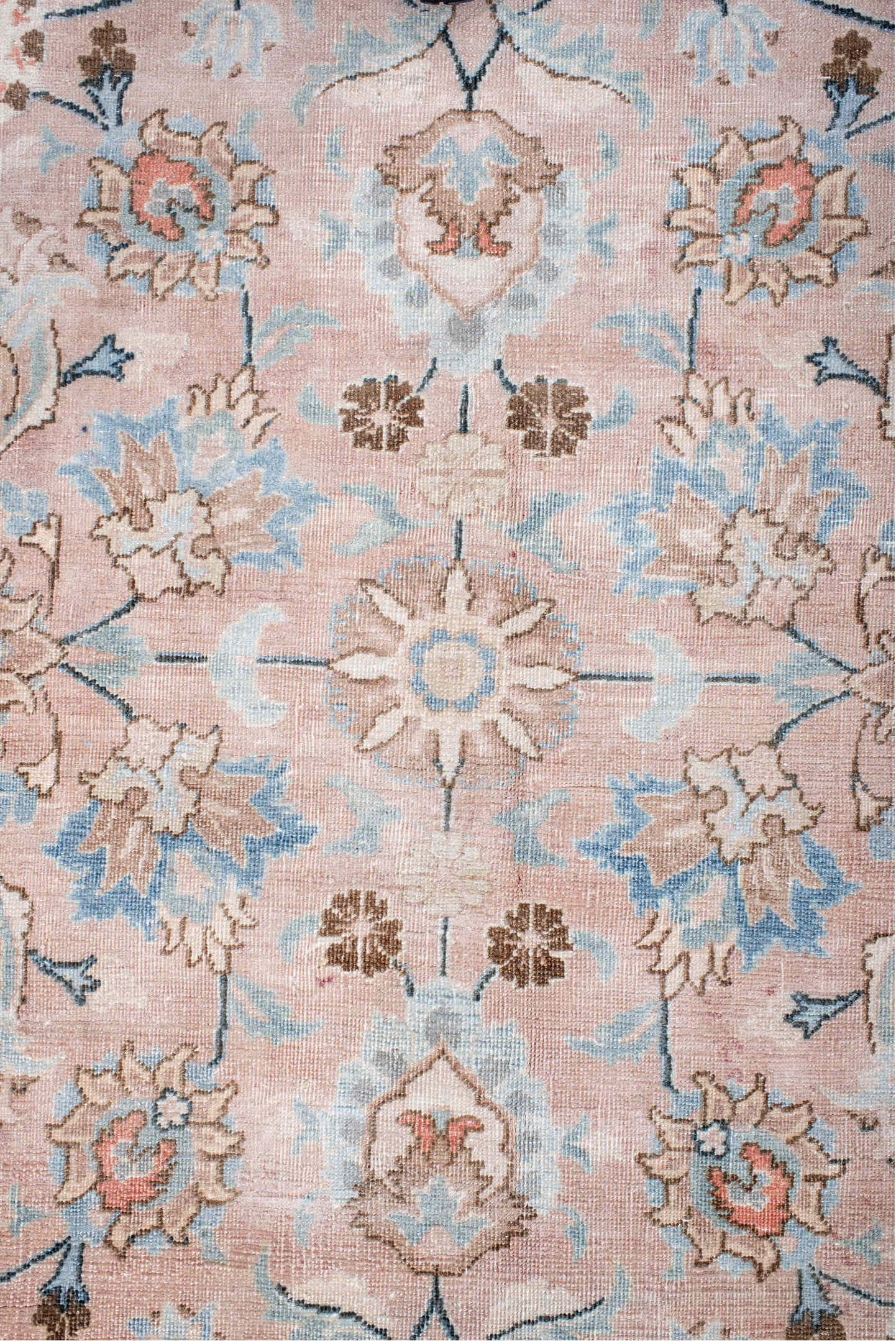 8' x 10' one-of-a-kind handmade vintage Tabriz large size rug. Color palette: black, blue, brown, gainsboro, gray