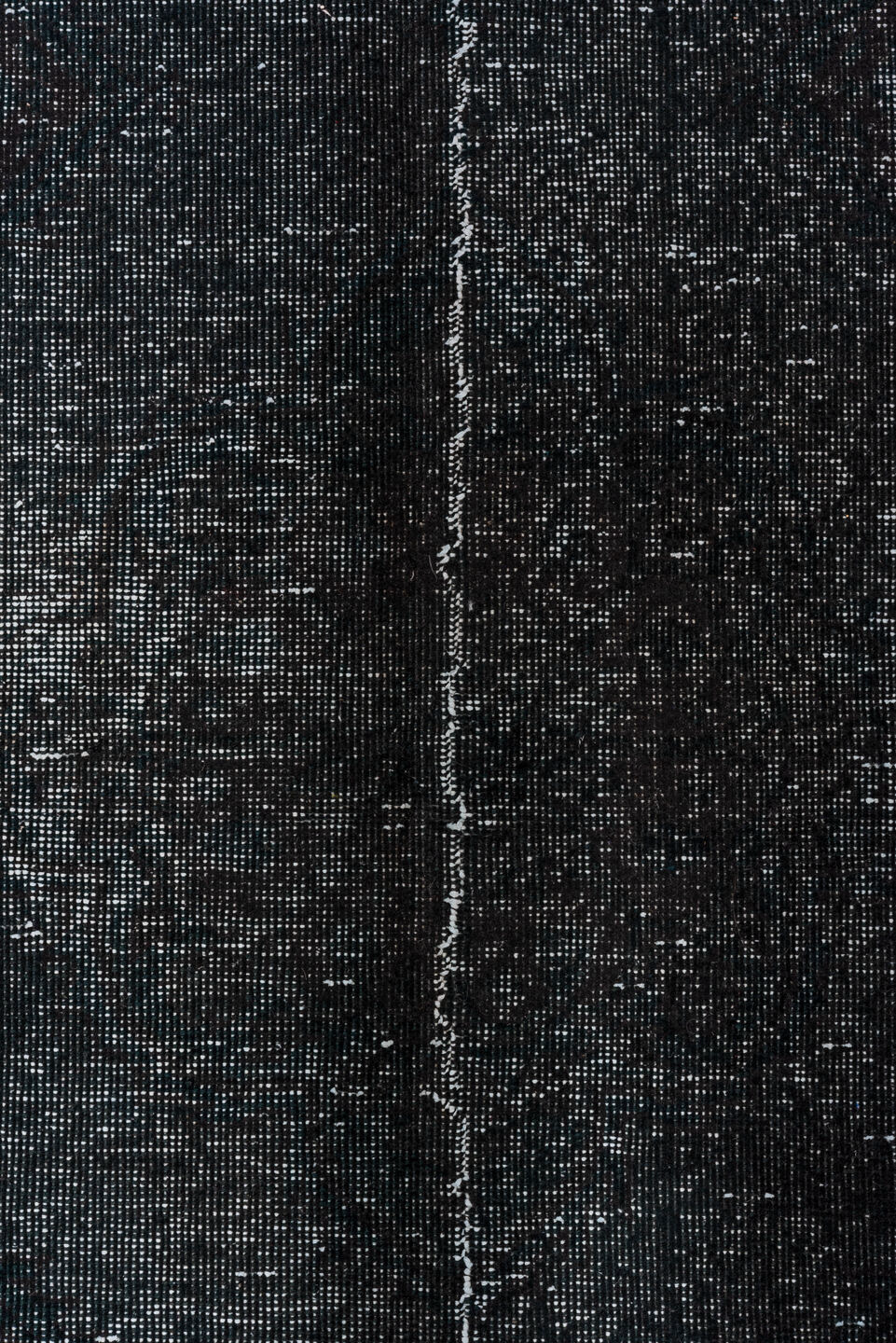4' x 11' one-of-a-kind handmade vintage Overdyed runner rug. Color palette: black, blue, dark gray, dim gray, gray