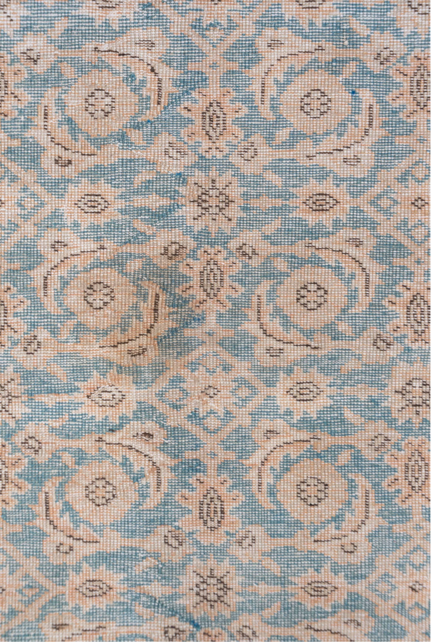 5' x 9' one-of-a-kind handmade vintage Oushak medium size rug. Color palette: blue, dark gray, gray, light gray, off-white