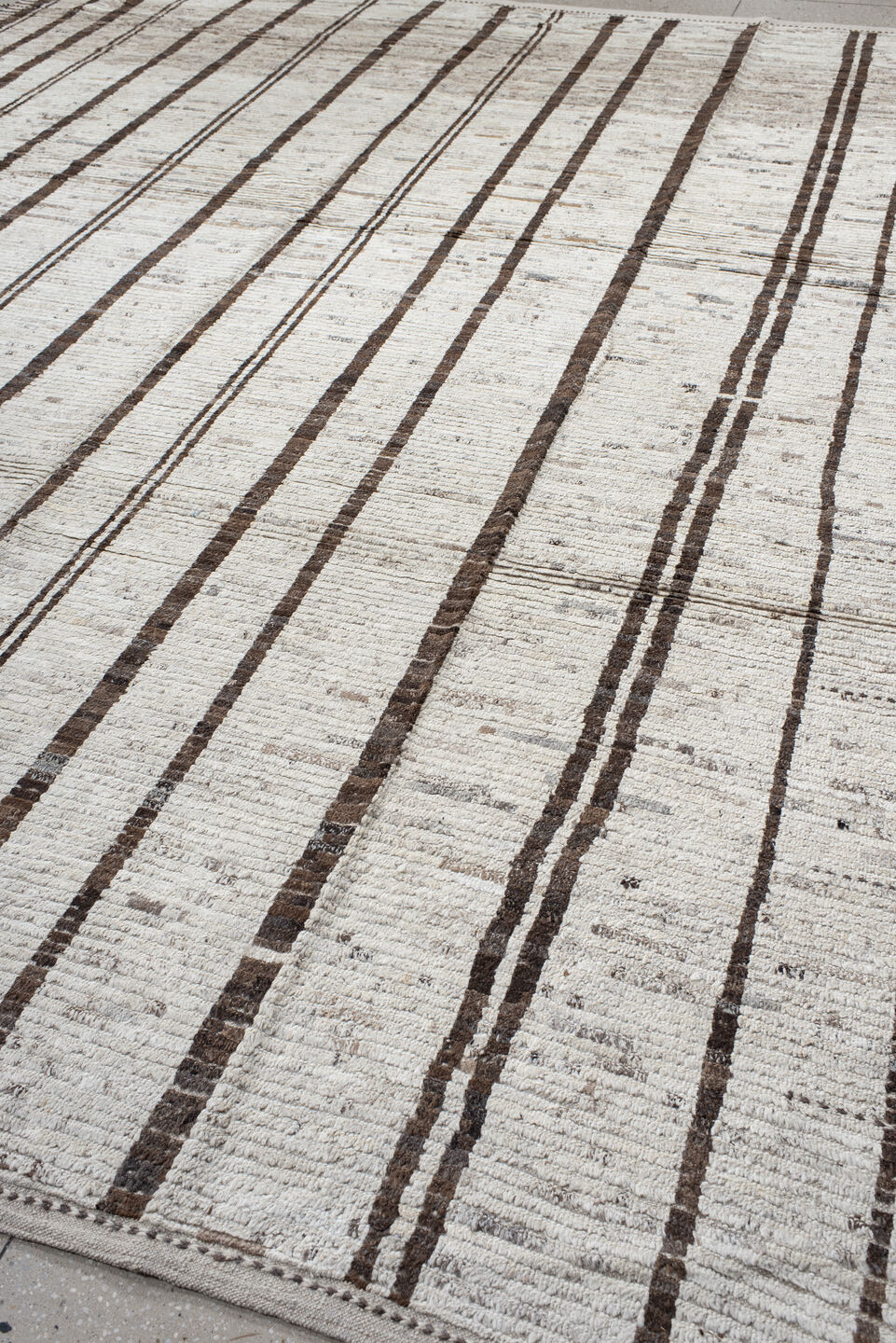 11' x 13' one-of-a-kind handmade vintage Tulu oversize rug. Color palette: black, brown, dark gray, gainsboro, gray