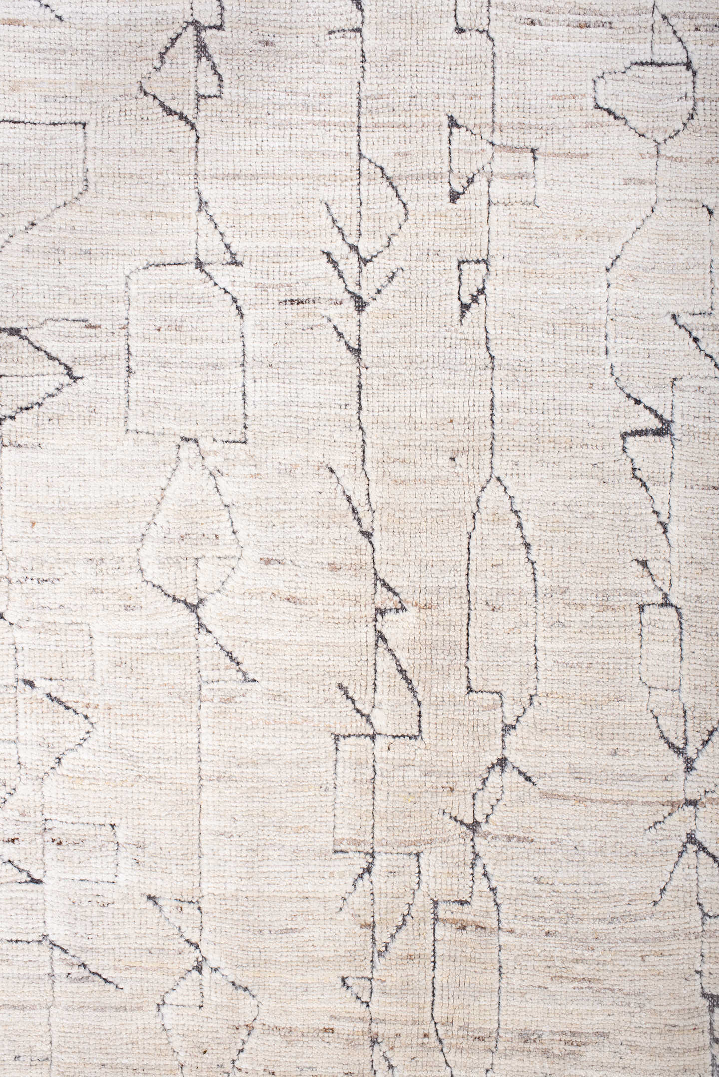 10' x 13' one-of-a-kind handmade vintage Tulu large size rug. Color palette: dark gray, gainsboro, gray, light gray, linen