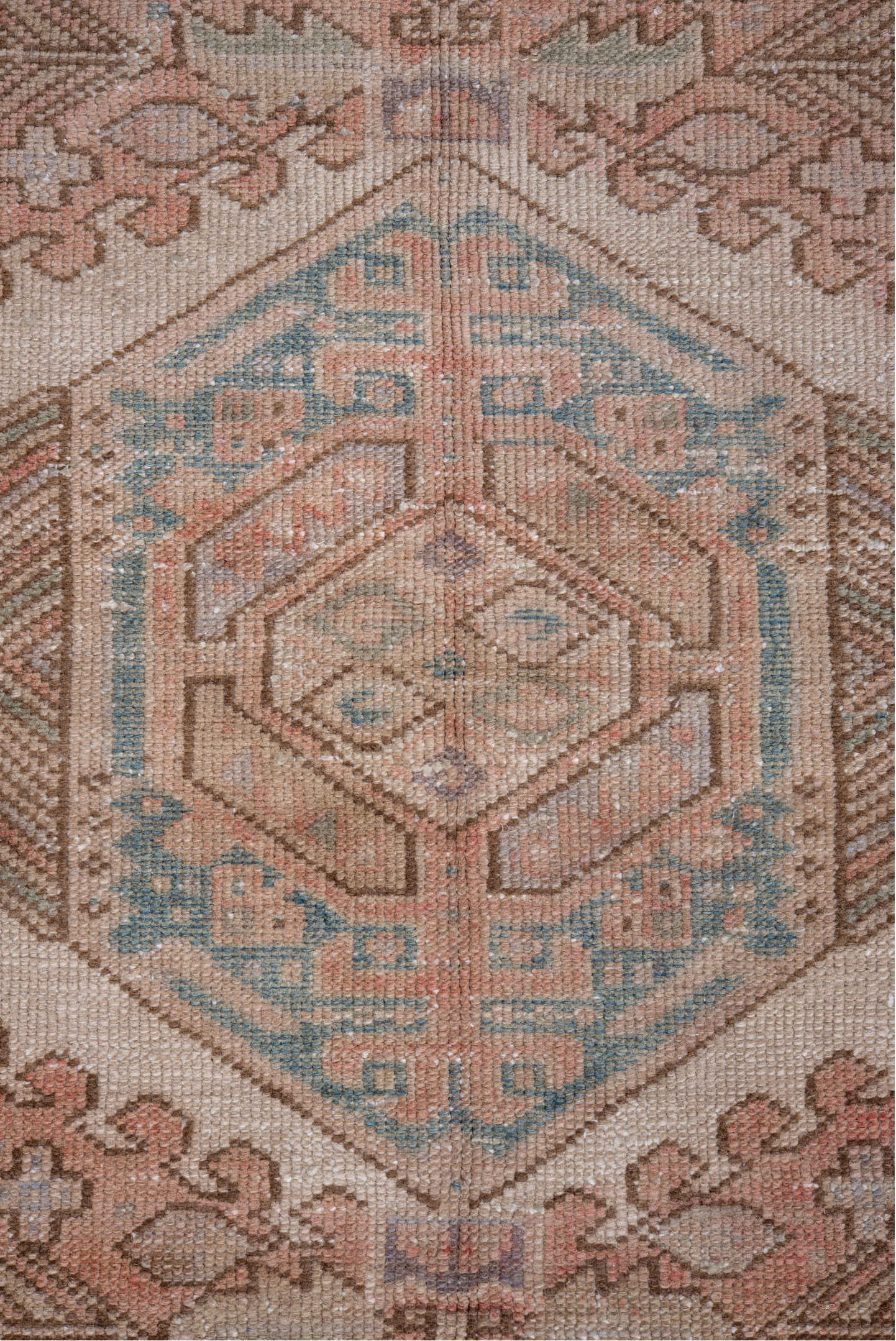 3' x 5' one-of-a-kind handmade vintage Karaje small size rug. Color palette: brown, dark gray, gray, light gray, off-white