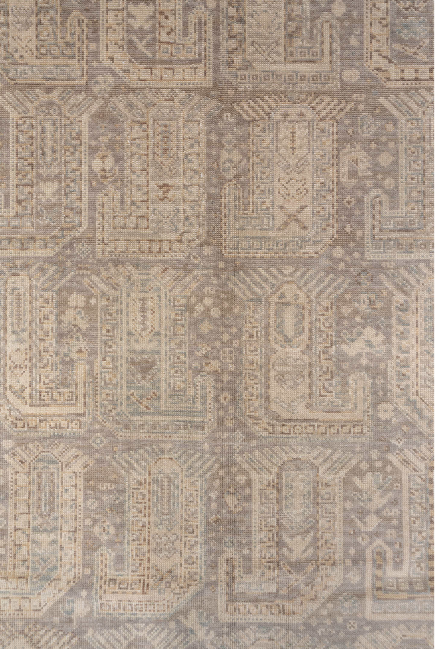 8' x 11' one-of-a-kind handmade vintage Sivas large size rug. Color palette: brown, gray, light gray, off-white, orange