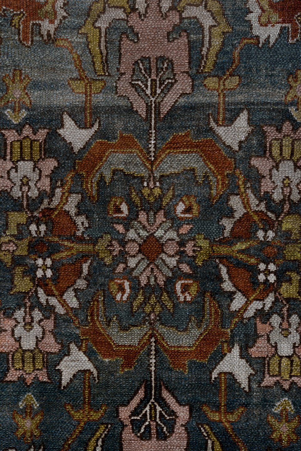 2' x 13' one-of-a-kind handmade vintage Malayer runner rug. Color palette: brown, gray, black, pink, blue, charcoal