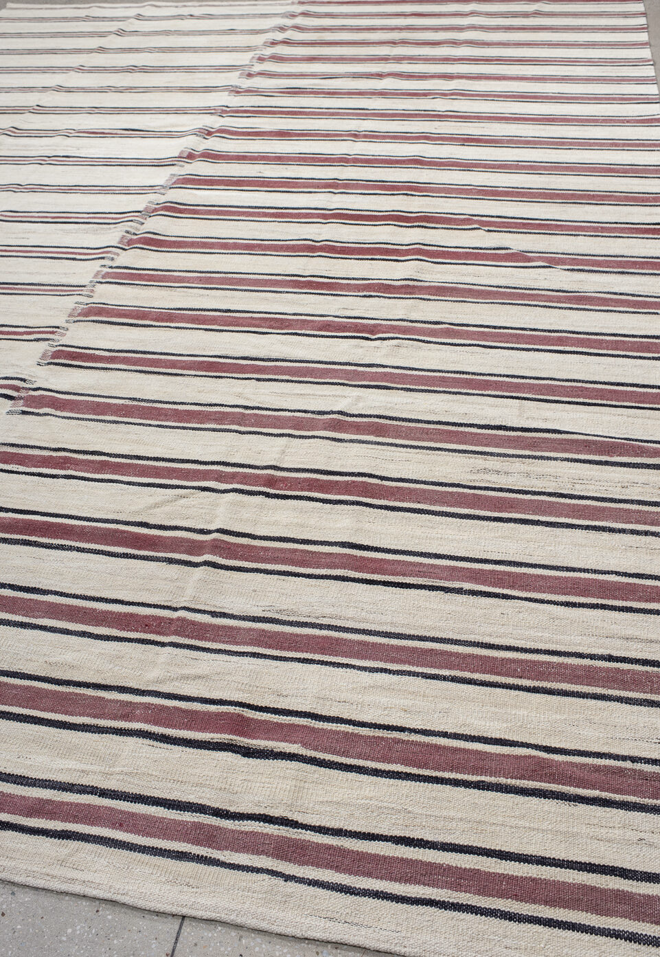 9' x 13' one-of-a-kind handmade vintage Tulu large size rug. Color palette: brown, gray, blue, light gray, off-white, black