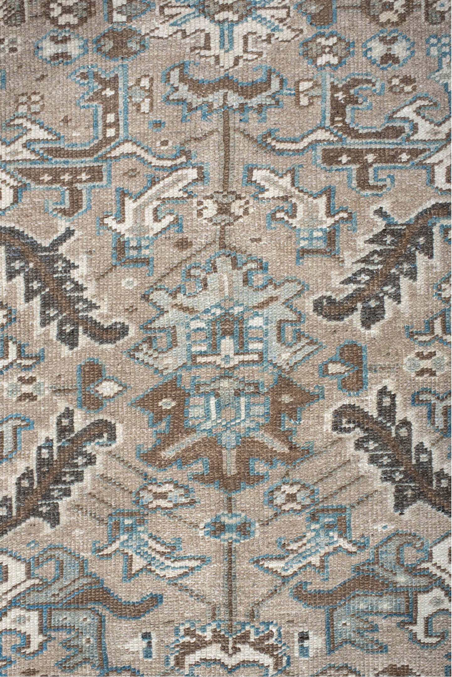6' x 7' one-of-a-kind handmade vintage Heriz rug. Color palette: antiquewhite, blue, brown, dark gray, dim gray, gainsboro