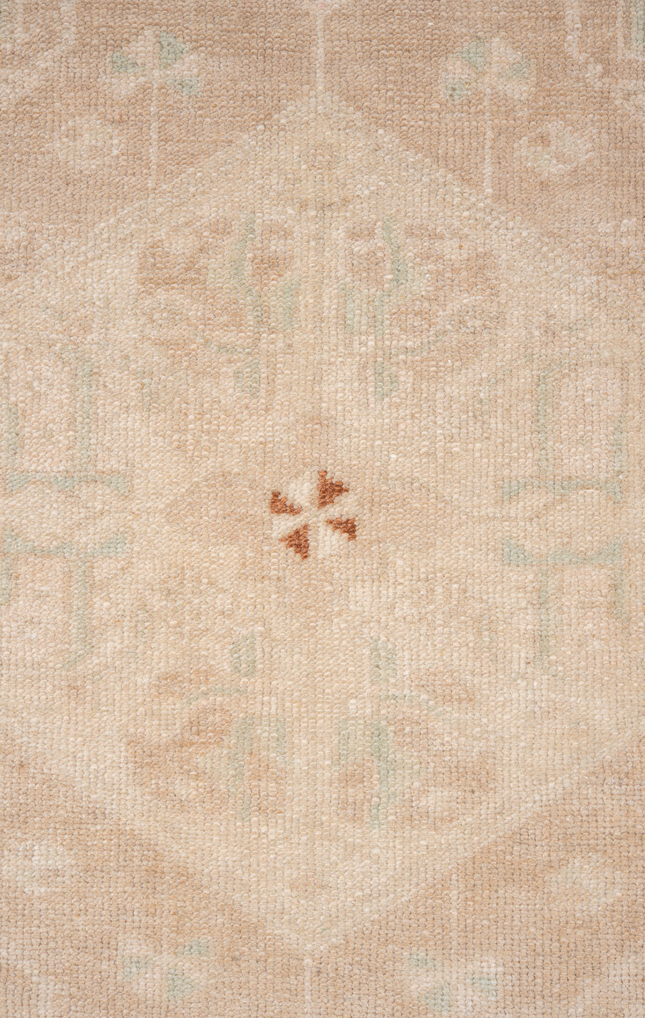 4' x 8' one-of-a-kind handmade vintage Oushak rug. Color palette: brown, gray, light gray, off-white, pink, snow, white