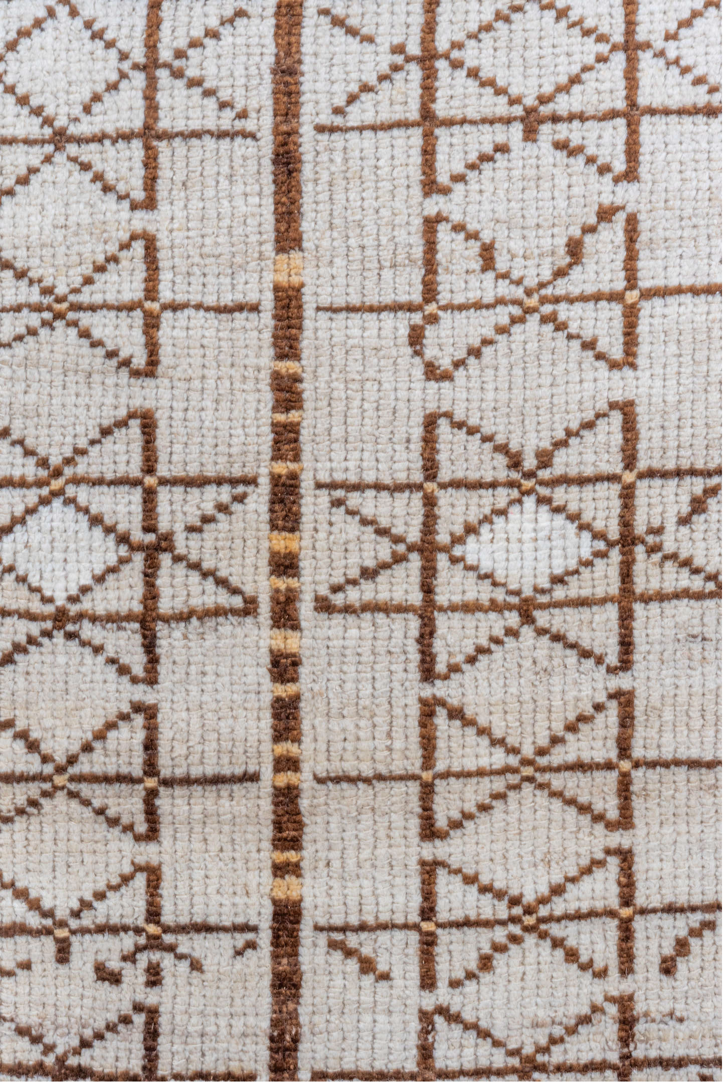 2' x 12' one-of-a-kind handmade vintage Kars runner rug. Color palette: brown, gainsboro, gray, light gray, off-white, snow