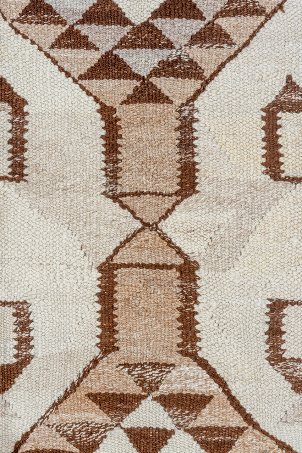 3' x 10' one-of-a-kind handmade vintage Kilim runner rug. Color palette: brown, gainsboro, gray, light gray, linen