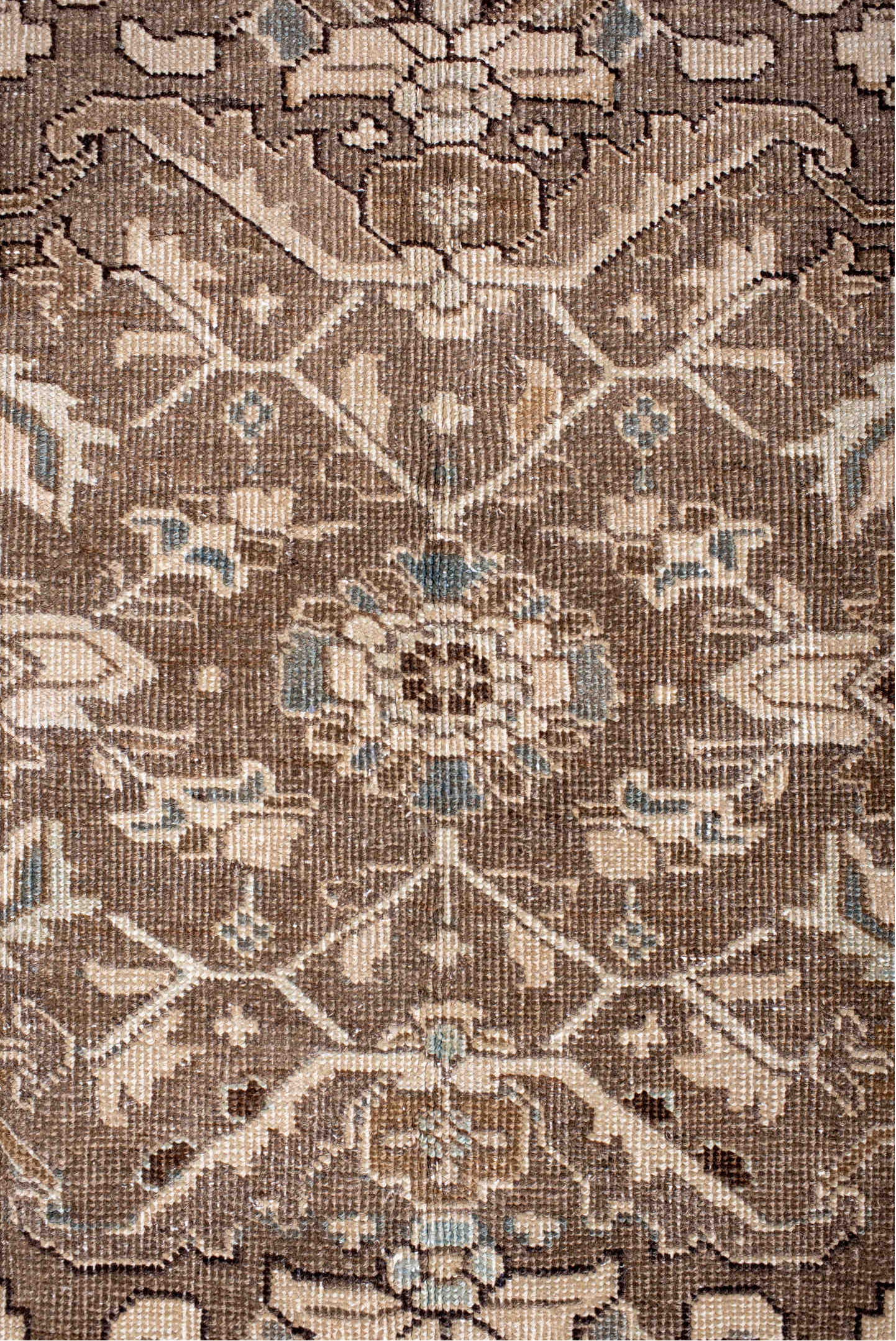 6' x 10' one-of-a-kind handmade vintage Heriz large size rug. Color palette: black, brown, gray, light gray, off-white