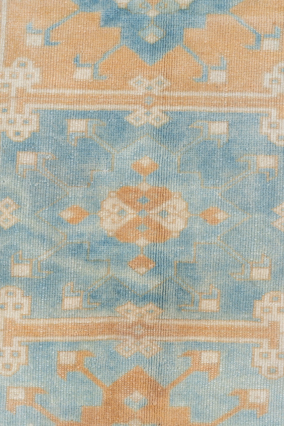 6' x 8' one-of-a-kind handmade vintage Konya medium size rug. Color palette: blue, brown, dark gray, gray, light blue