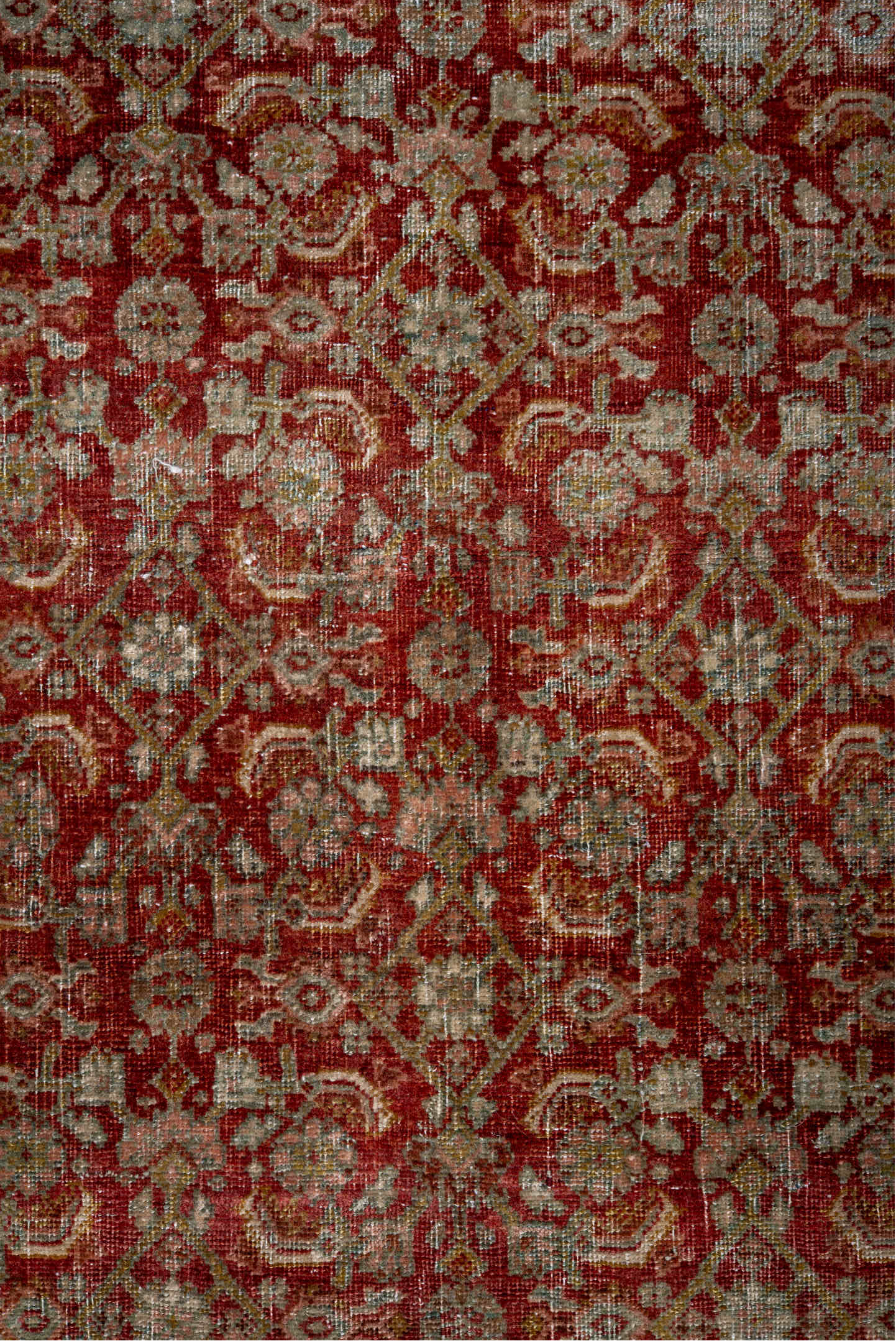 4' x 7' one-of-a-kind handmade vintage Bidjar rug. Color palette: brown, gray, light gray, off-white, pink, red