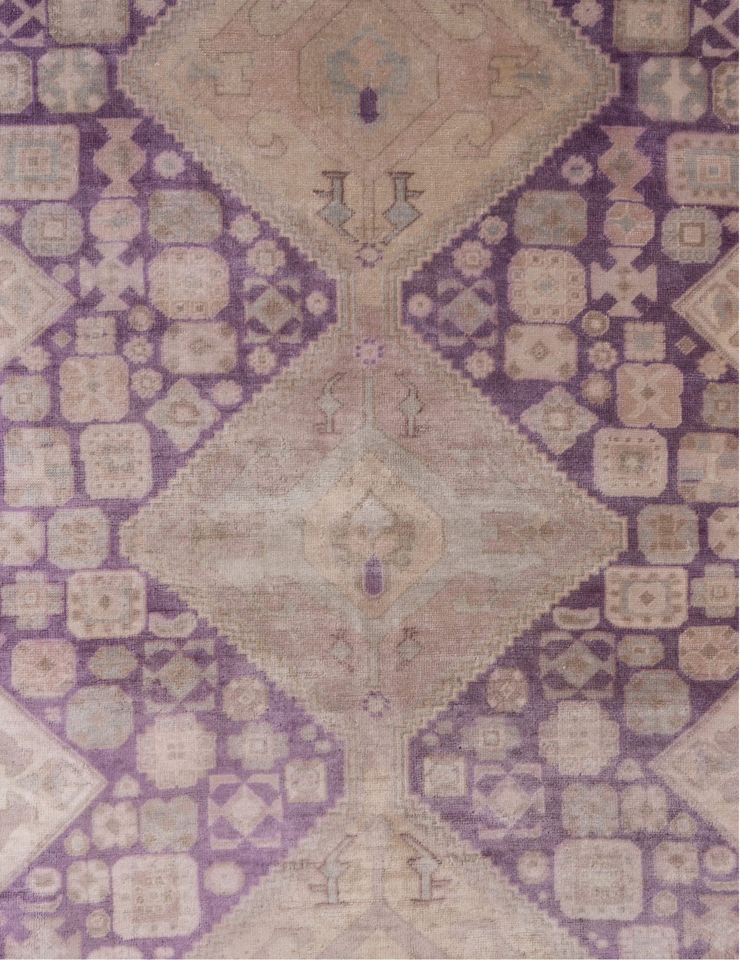 3' x 5' one-of-a-kind handmade vintage Sivas small size rug. Color palette: brown, gray, light gray, off-white, orange, pink