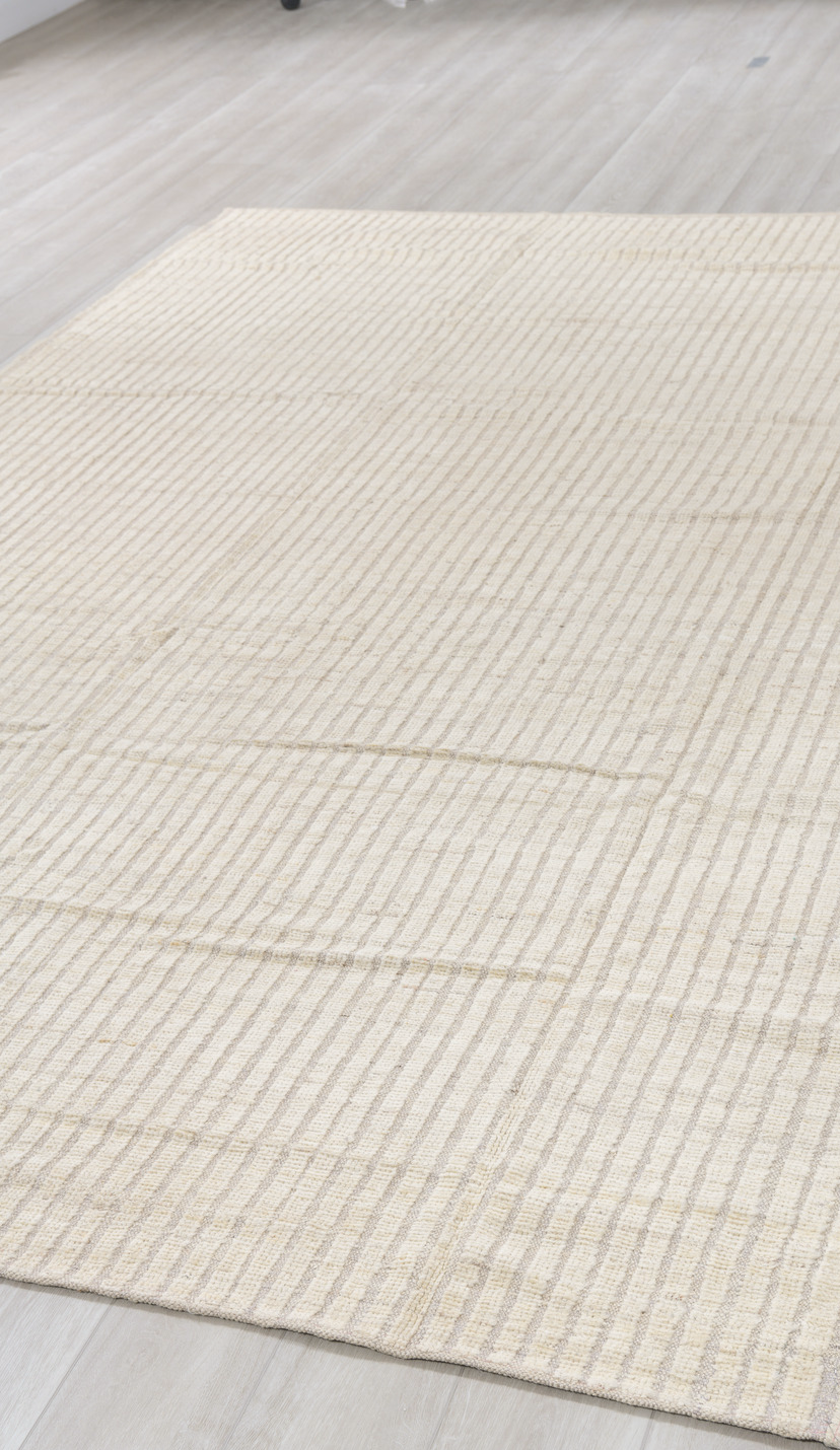 7' x 11' one-of-a-kind handmade vintage Tulu large size rug. Color palette: antiquewhite, gainsboro, gray, light gray