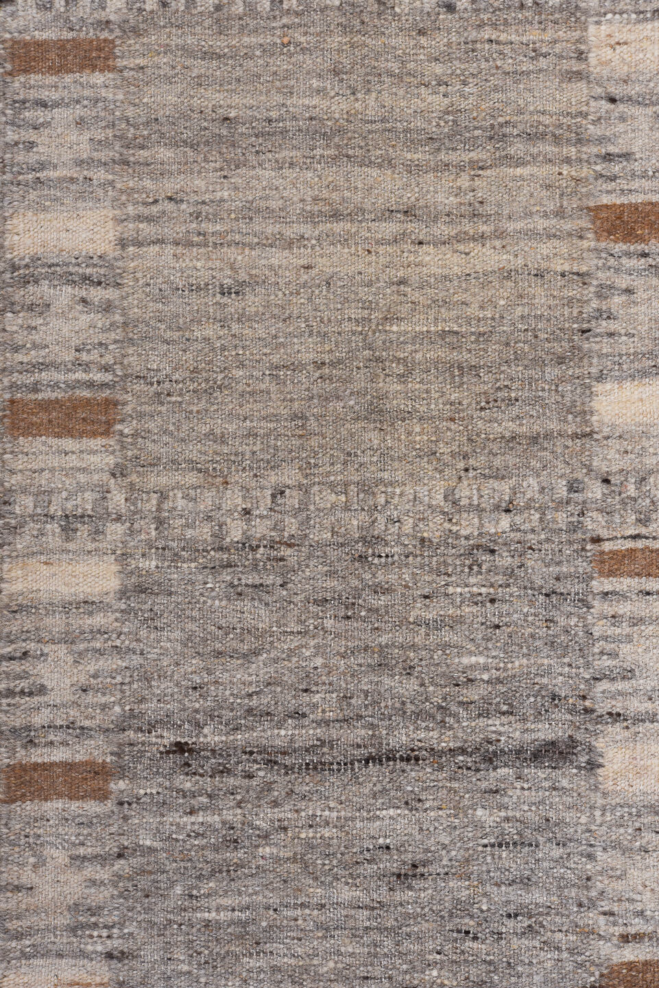 8' x 9' one-of-a-kind handmade vintage Kilim rug. Color palette: gray, light gray, off-white, pink