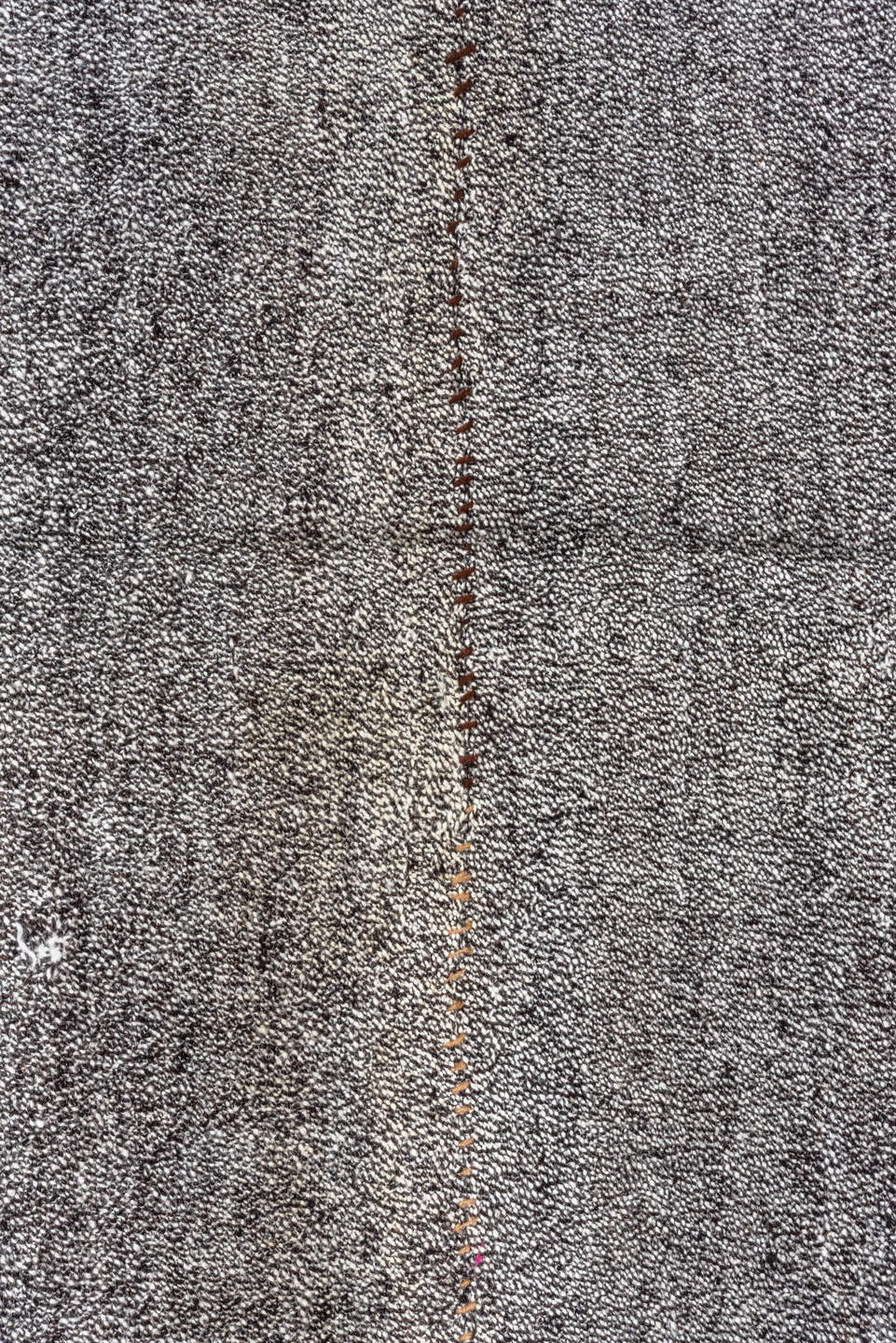 7' x 9' one-of-a-kind handmade vintage Flatweave rug. Color palette: black, blue, charcoal, dark gray, dim gray, gainsboro