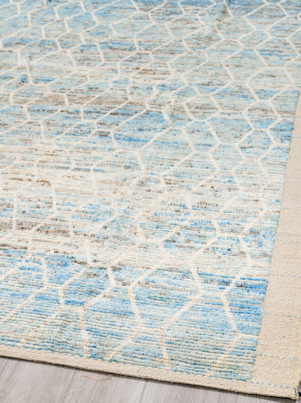 8' x 10' one-of-a-kind handmade vintage Tulu large size rug. Color palette: black, blue, dark gray, gray, light blue