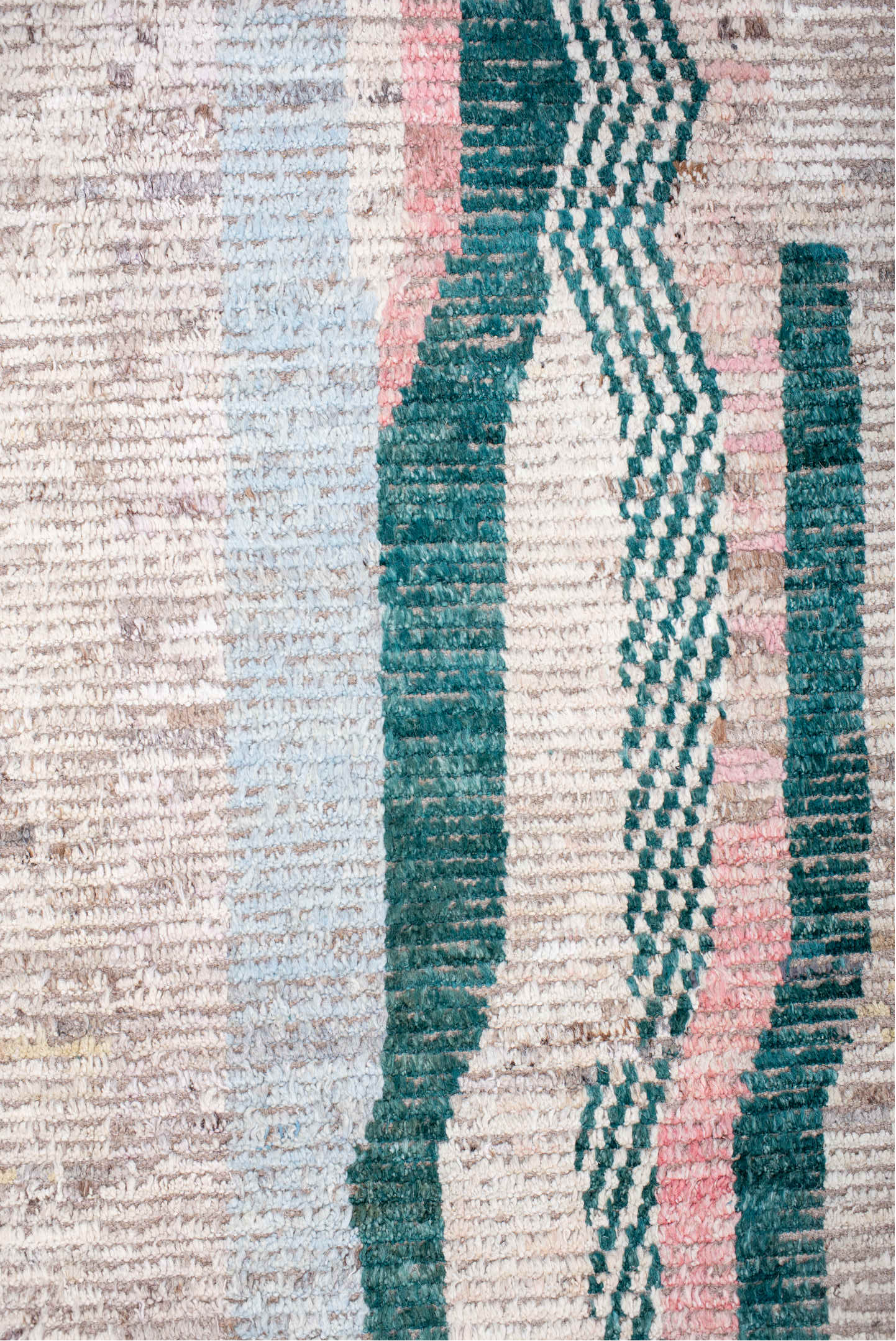 10' x 13' one-of-a-kind handmade vintage Tulu large size rug. Color palette: black, blue, brown, charcoal, dark cyan, gray